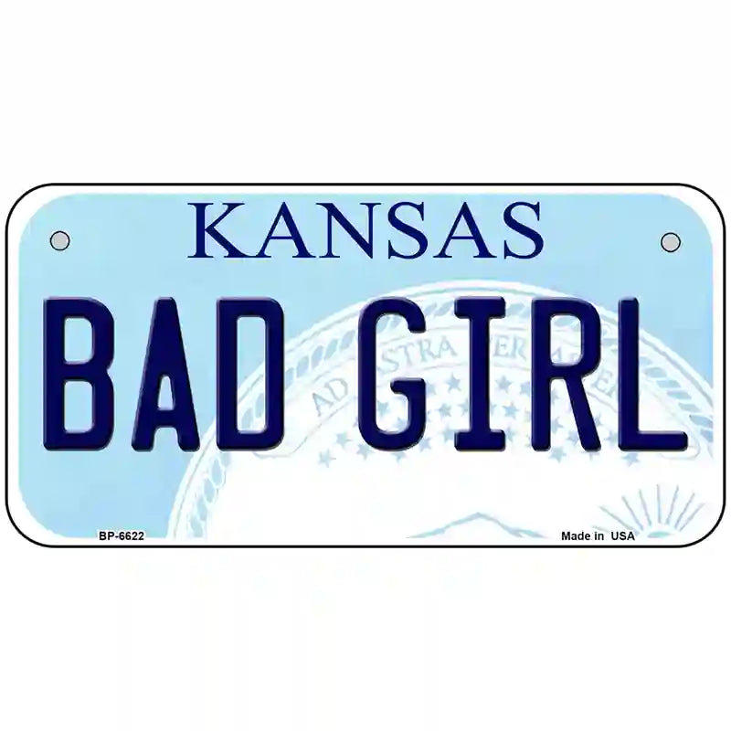 Bad Girl Kansas Novelty Metal License Plate 6" x 3" (BP)