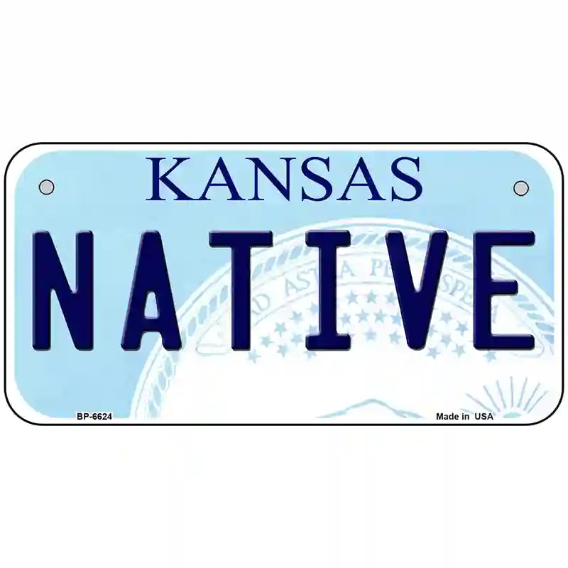 Native Kansas Novelty Metal License Plate 6" x 3" (BP)