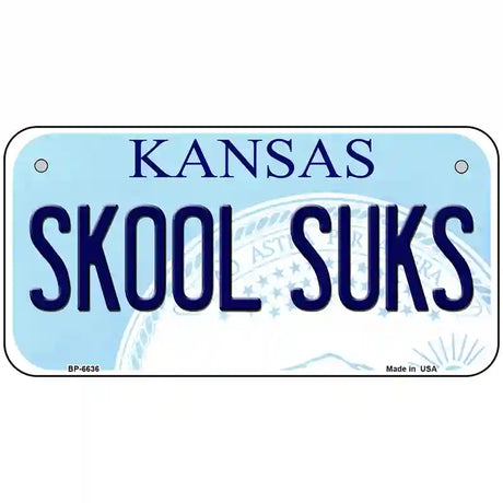 Skool Suks Kansas Novelty Metal License Plate 6" x 3" (BP)