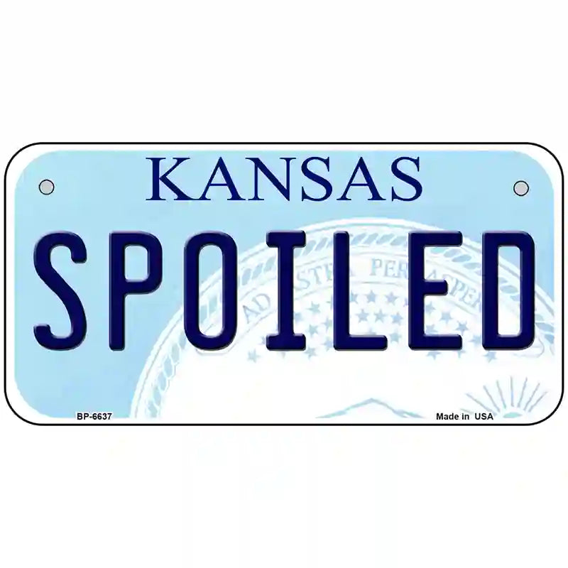 Spoiled Kansas Novelty Metal License Plate 6" x 3" (BP)