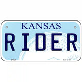 Rider Kansas Novelty Metal License Plate 6" x 3" (BP)