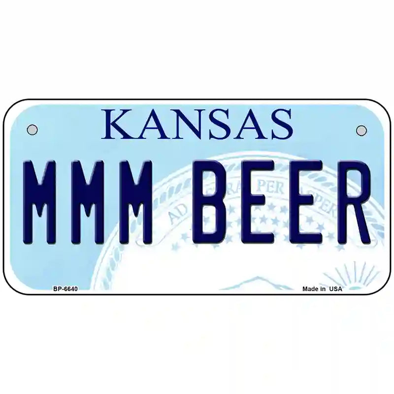 MMM Beer Kansas Novelty Metal License Plate 6" x 3" (BP)