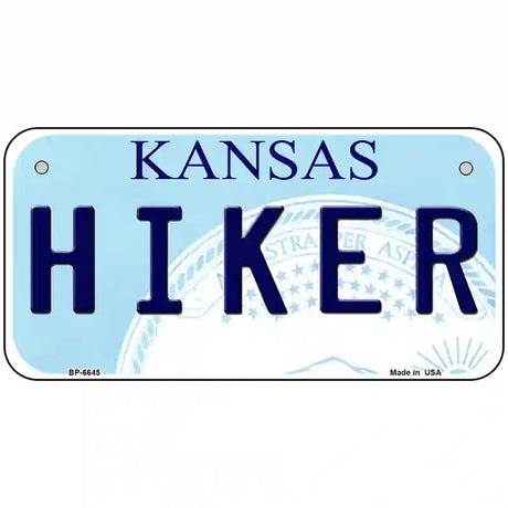 Hiker Kansas Novelty Metal License Plate 6" x 3" (BP)