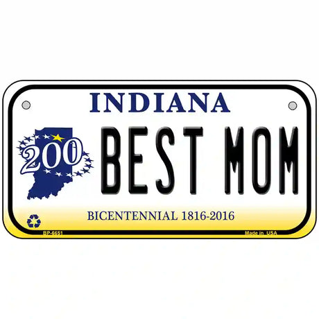 Best Mom Indiana Novelty Metal License Plate 6" x 3" (BP)