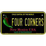 Four Corners Black New Mexico Novelty Metal License Plate 6" x 3" (BP)