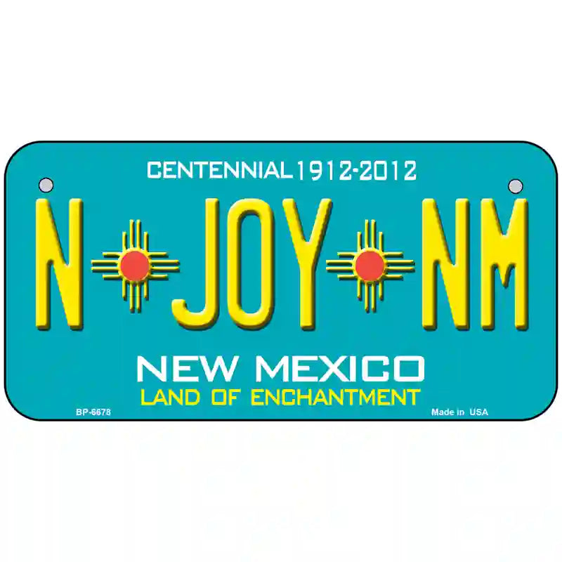 N Joy NM New Mexico Novelty Metal License Plate 6" x 3" (BP)