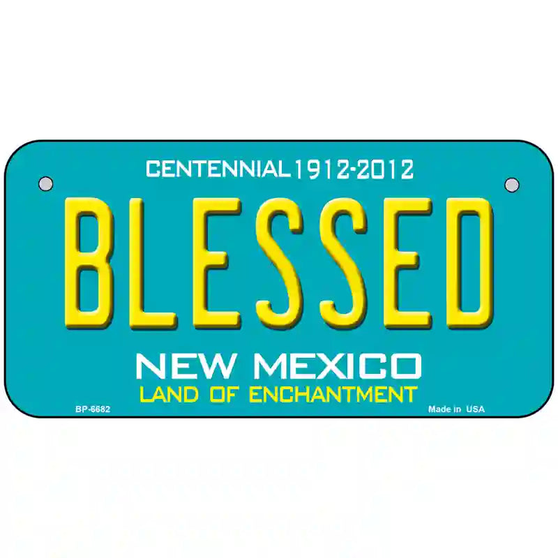 Blessed New Mexico Novelty Metal License Plate 6" x 3" (BP)