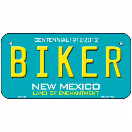 Biker New Mexico Novelty Metal License Plate 6" x 3" (BP)