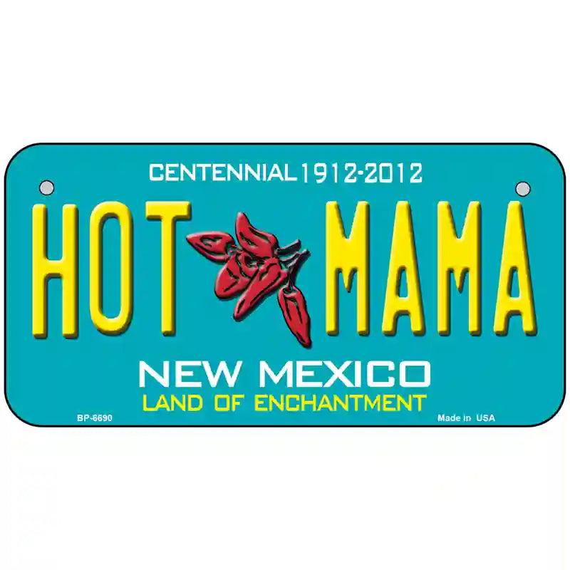 Hot Mama New Mexico Novelty Metal License Plate 6" x 3" (BP)