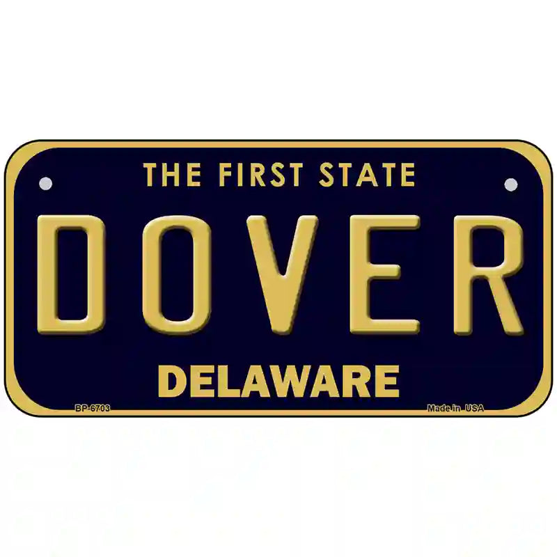 Dover Delaware Novelty Metal License Plate 6" x 3" (BP)