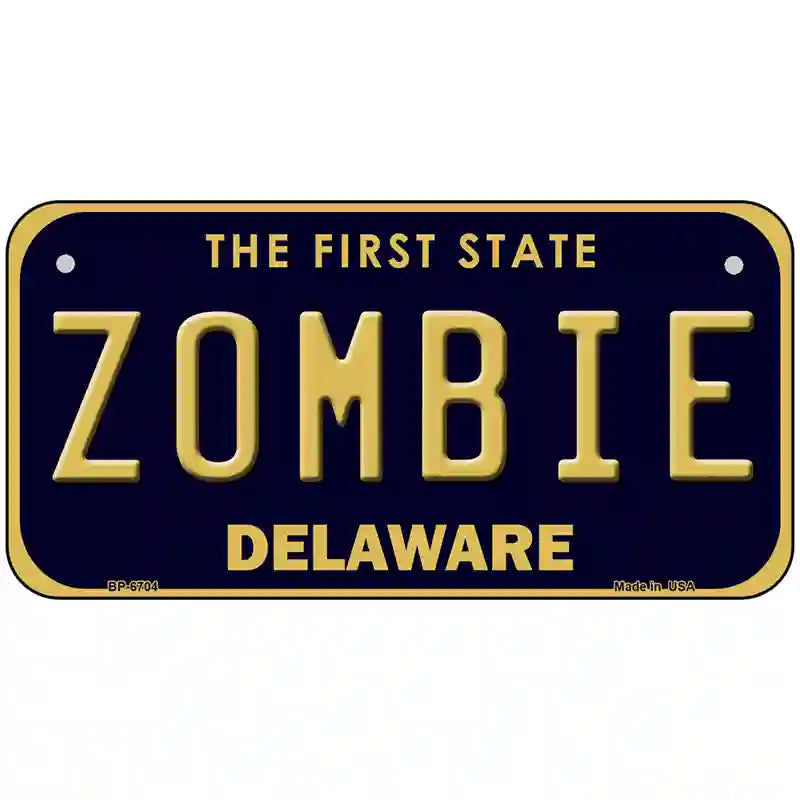 Zombie Delaware Novelty Metal License Plate 6" x 3" (BP)