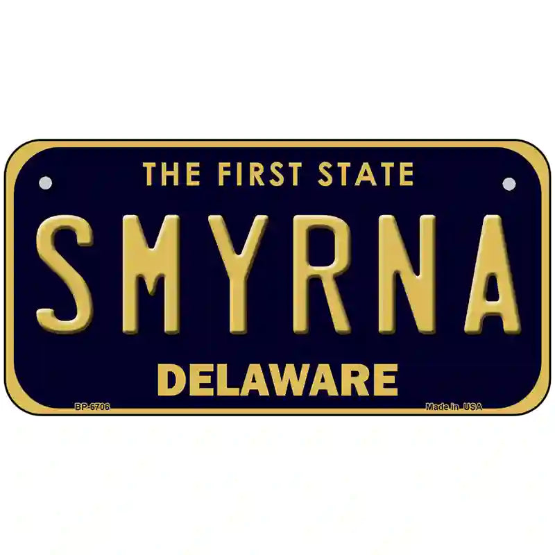 Smyrna Delaware Novelty Metal License Plate 6" x 3" (BP)