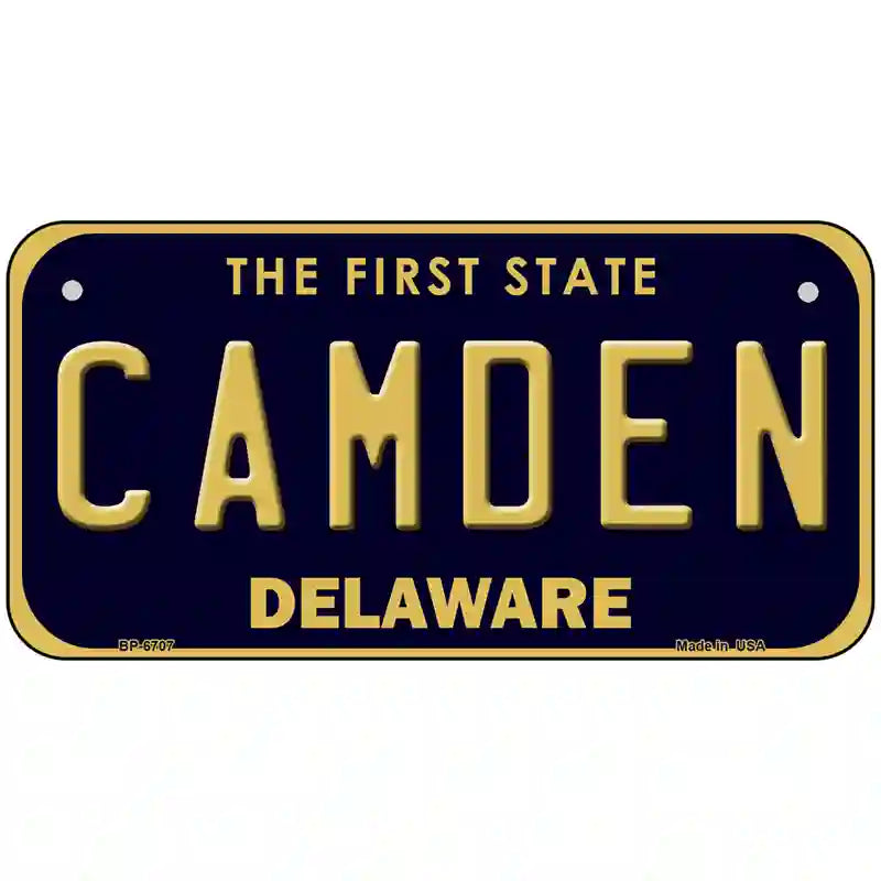 Camden Delaware Novelty Metal License Plate 6" x 3" (BP)