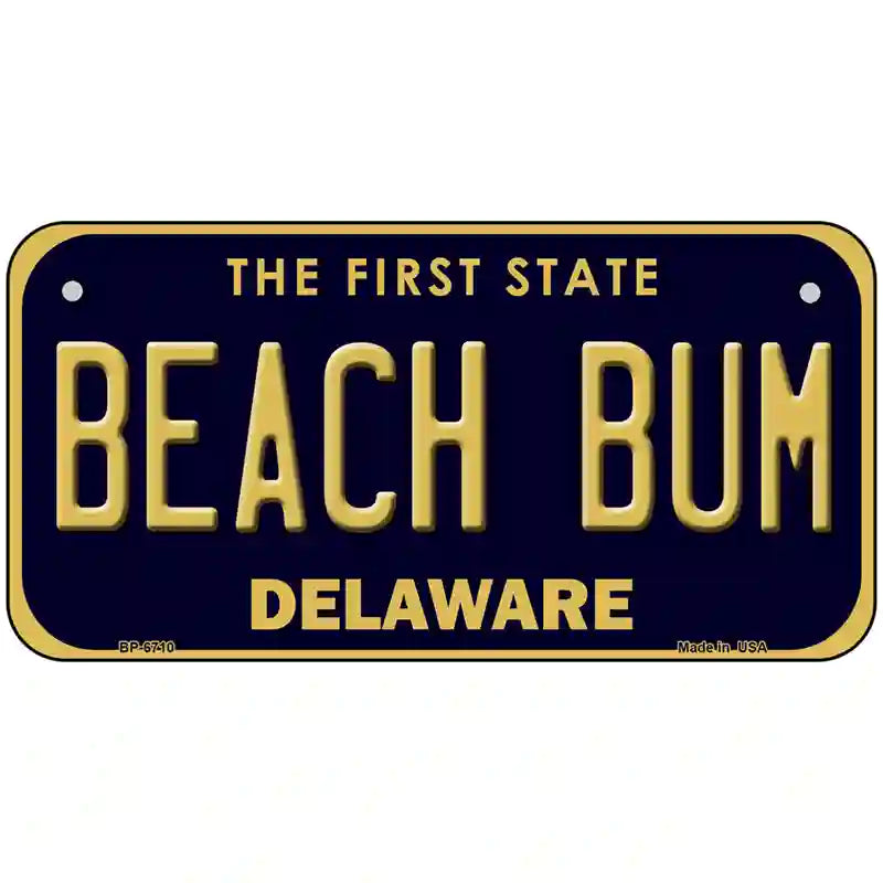 Beach Bum Delaware Novelty Metal License Plate 6" x 3" (BP)