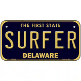 Surfer Delaware Novelty Metal License Plate 6" x 3" (BP)