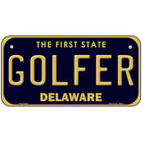 Golfer Delaware Novelty Metal License Plate 6" x 3" (BP)