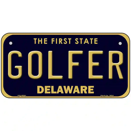 Golfer Delaware Novelty Metal License Plate 6" x 3" (BP)