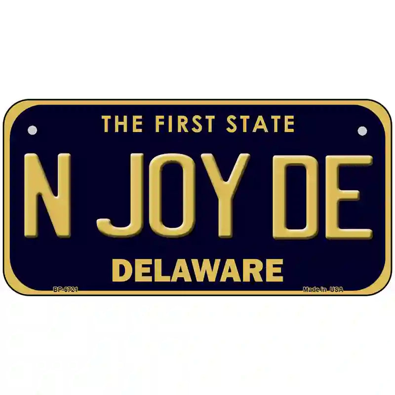 N Joy De Delaware Novelty Metal License Plate 6" x 3" (BP)