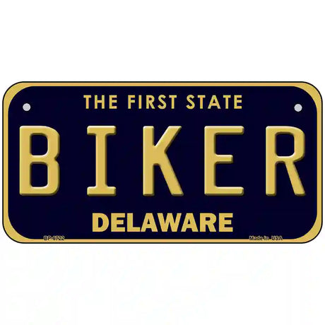 Biker Delaware Novelty Metal License Plate 6" x 3" (BP)