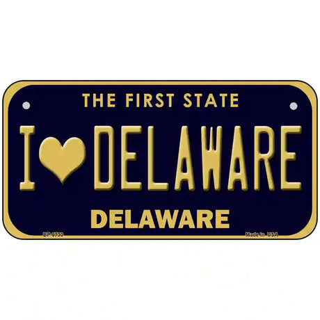 I Love Delaware Novelty Metal License Plate 6" x 3" (BP)