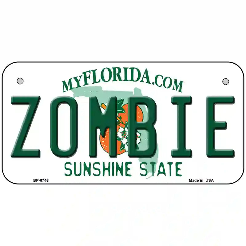 Zombie Florida Novelty Metal License Plate 6" x 3" (BP)