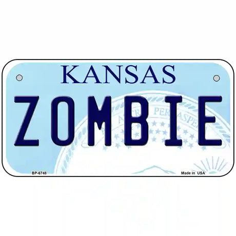 Zombie Kansas Novelty Metal License Plate 6" x 3" (BP)