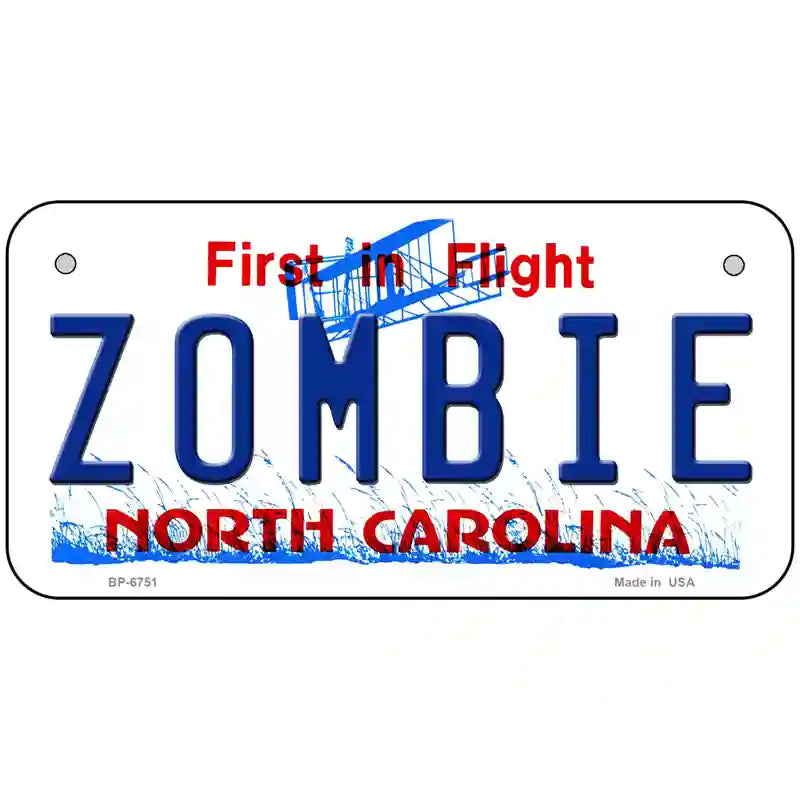 Zombie North Carolina Novelty Metal License Plate 6" x 3" (BP)