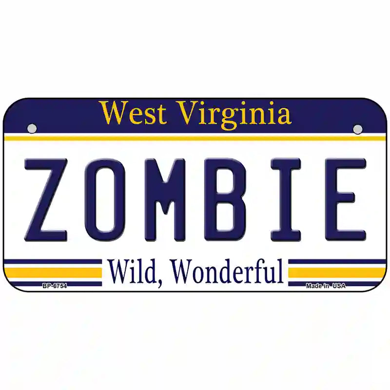 Zombie West Virginia Novelty Metal License Plate 6" x 3" (BP)