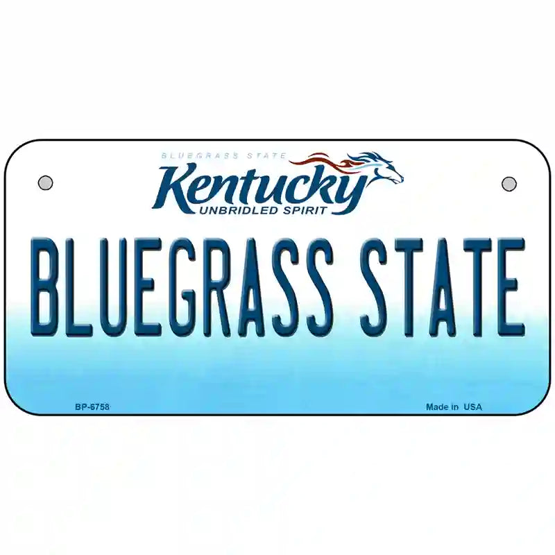 Bluegrass State Kentucky Novelty Metal License Plate 6" x 3" (BP)