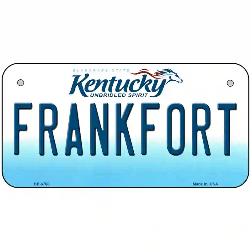 Frankfort Kentucky Novelty Metal License Plate 6" x 3" (BP)