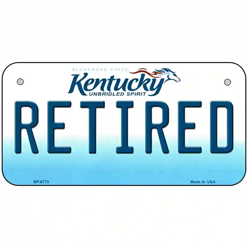 Retired Kentucky Novelty Metal License Plate 6" x 3" (BP)