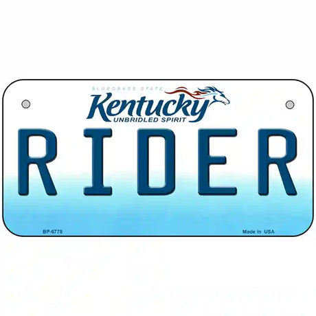 Rider Kentucky Novelty Metal License Plate 6" x 3" (BP)