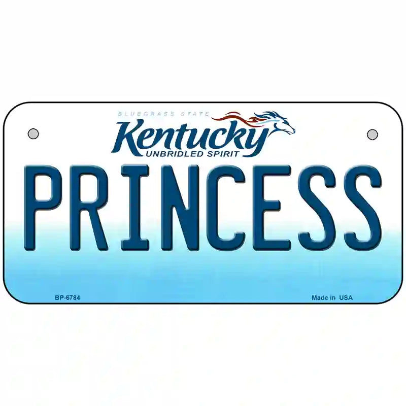 Princess Kentucky Novelty Metal License Plate 6" x 3" (BP)