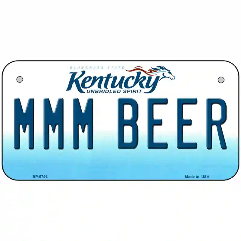 MMM Beer Kentucky Novelty Metal License Plate 6" x 3" (BP)