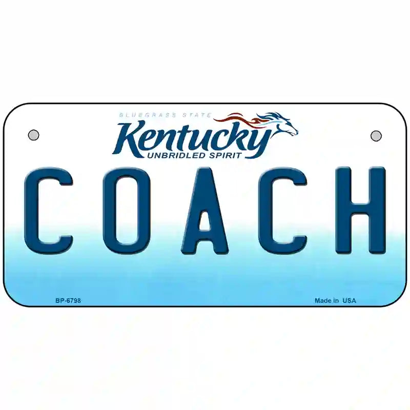 Coach Kentucky Novelty Metal License Plate 6" x 3" (BP)