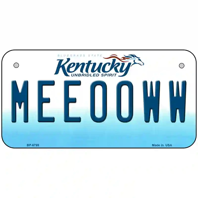 Meeooww Kentucky Novelty Metal License Plate 6" x 3" (BP)