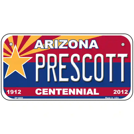 Arizona Centennial Prescott Novelty Metal License Plate 6" x 3" (BP)