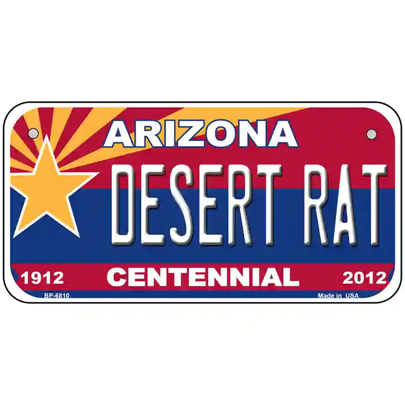 Arizona Centennial Desert Rat Novelty Metal License Plate 6" x 3" (BP)