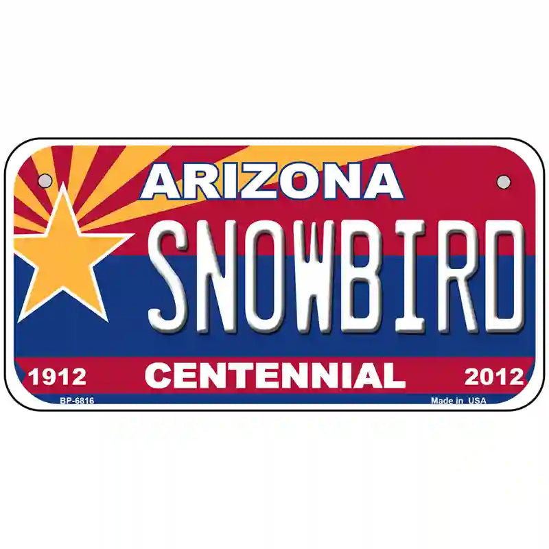 Arizona Centennial Snowbird Novelty Metal License Plate 6" x 3" (BP)