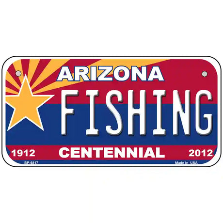 Arizona Centennial Fishing Novelty Metal License Plate 6" x 3" (BP)