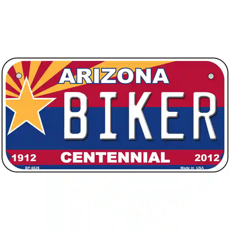 Arizona Centennial Biker Novelty Metal License Plate 6" x 3" (BP)