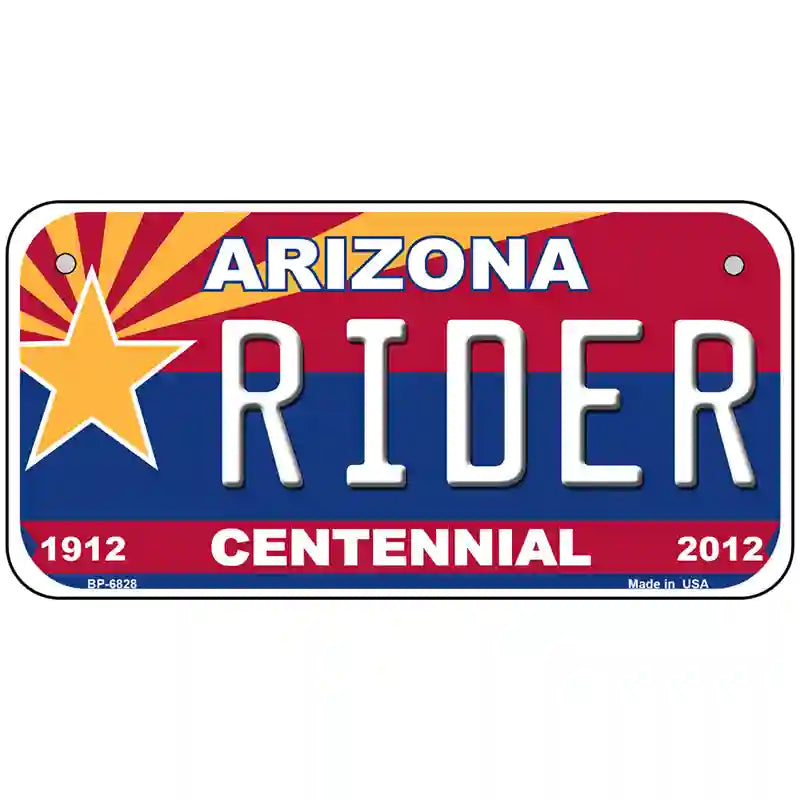 Arizona Centennial Rider Novelty Metal License Plate 6" x 3" (BP)