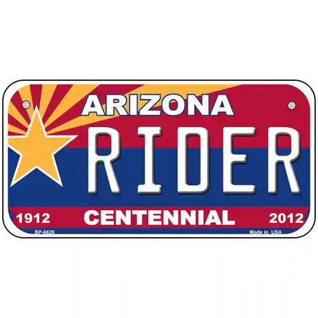 Arizona Centennial Rider Novelty Metal License Plate 6" x 3" (BP)