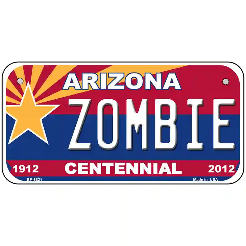 Arizona Centennial Zombie Novelty Metal License Plate 6" x 3" (BP)