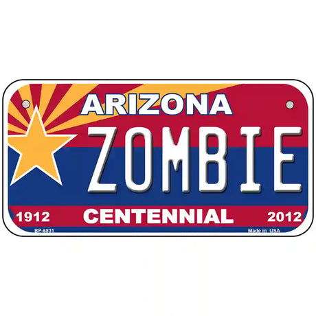 Arizona Centennial Zombie Novelty Metal License Plate 6" x 3" (BP)