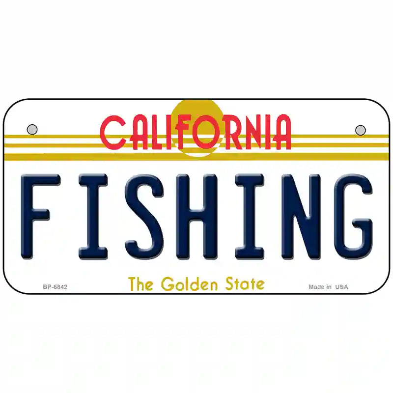 Fishing California Novelty Metal License Plate 6" x 3" (BP)