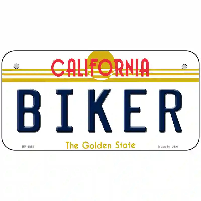 Biker California Novelty Metal License Plate 6" x 3" (BP)