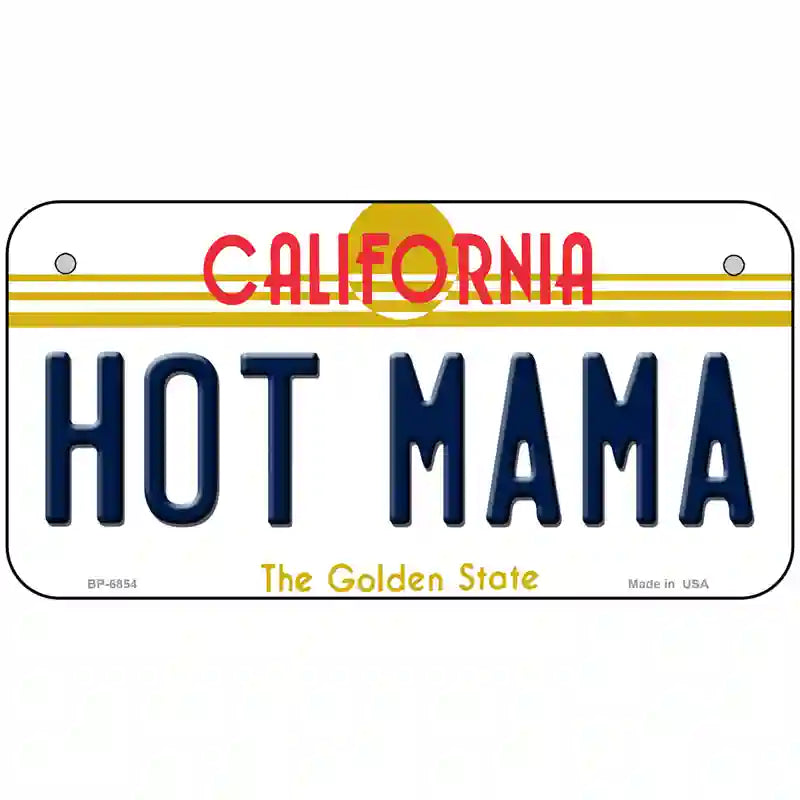 Hot Mama California Novelty Metal License Plate 6" x 3" (BP)