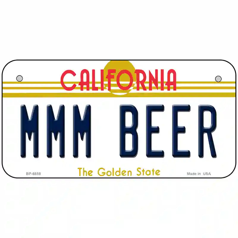 MMM Beer California Novelty Metal License Plate 6" x 3" (BP)