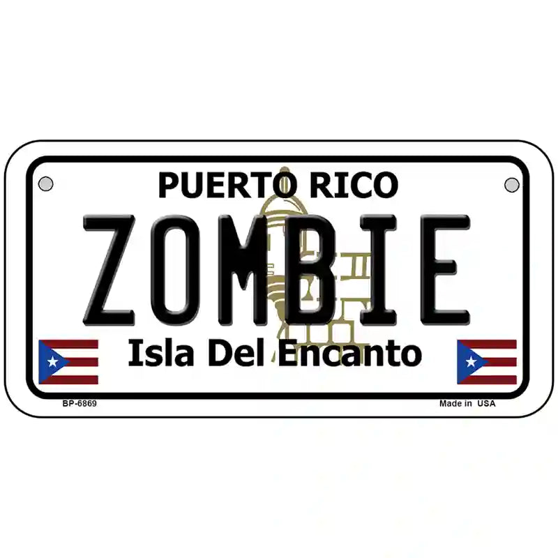 Zombie Puerto Rico Metal Novelty License Plate 6" x 3" (BP)